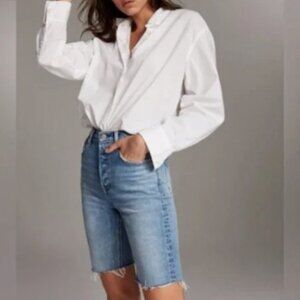 Denim Forum Light Blue Button-Fly Denim Bermuda Shorts